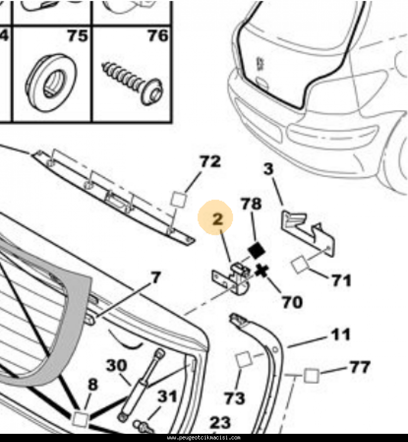 Peugeot 307 Bagaj Kapak Menteşesi